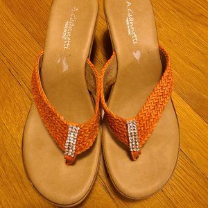 Orange wedge sandals